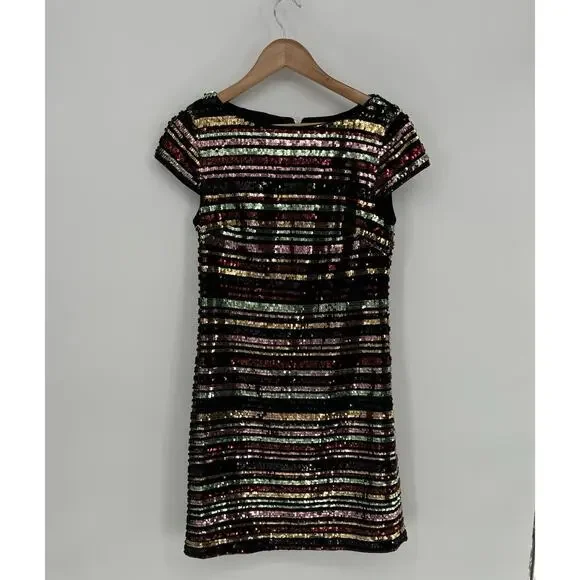Vince Camuto Women's Sequin Colorful Party Cocktail Mini Dress Size 4 Festive - Picture 5 of 10
